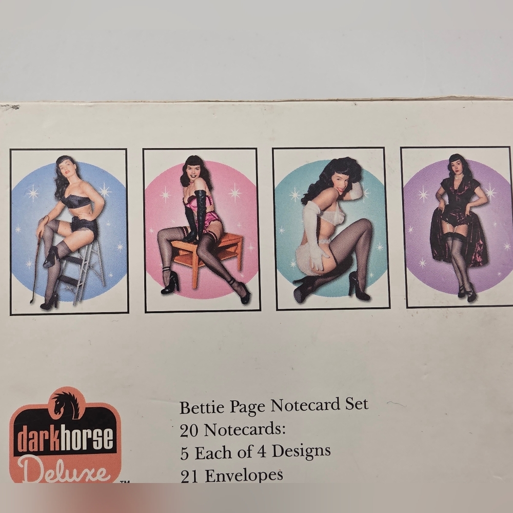 NEW Vintage 2006 Bettie Page Pinup Notecard Set New In Box 3161-D - Picture 7 of 13